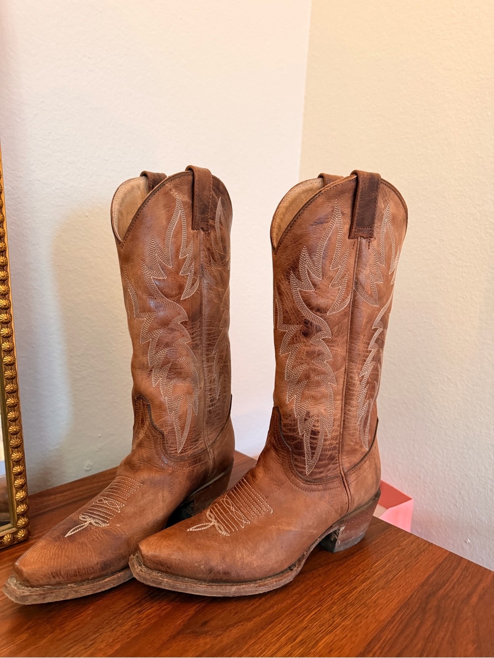 Classic Brown Leather Cowboy Boots